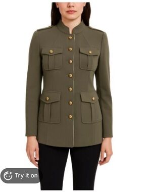 XS VINTAGE RETRO WHITE HOUSE BLACK MARKET JACKET MILITARY
ARMY GREEN OLIVE